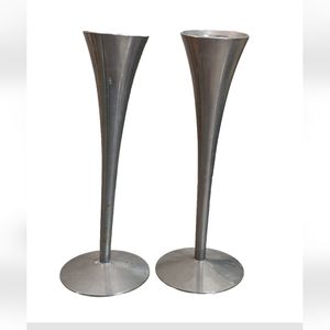 Arthur Salm Candle Stick Holders MCM AS Solingen Silver Taper Vintage 60s